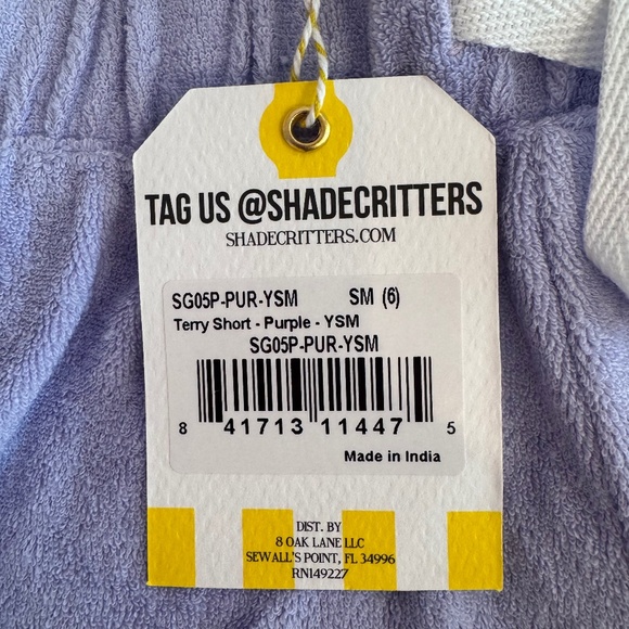 Shade Critters Palm Beach Youth Purple Terry Short Small(6) NWT - Picture 6 of 9